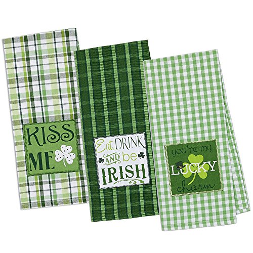DII St. Patrick's Day Kitchen Collection Decorative Shamrock, Dishtowel Set, 18x28, Lucky Charm, 3 Piece