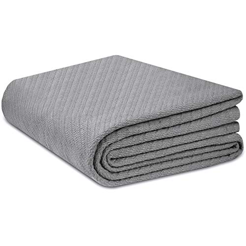 Book Cover COTTON CRAFT -Super Soft Premium Cotton Herringbone Twill Thermal Blanket - Twin Grey