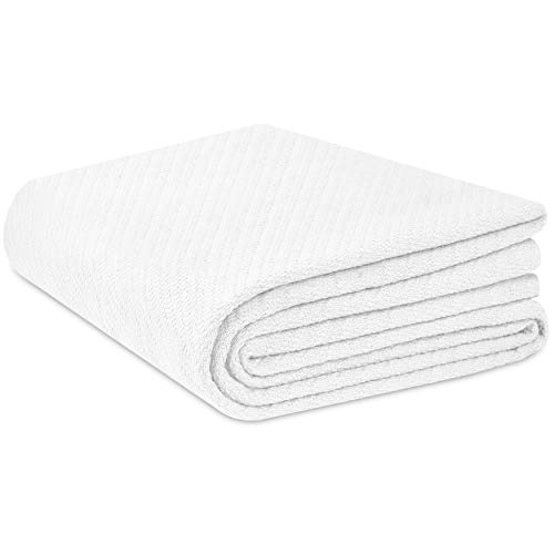 Book Cover COTTON CRAFT - Super Soft Premium Cotton Herringbone Twill Thermal Blanket - Twin White