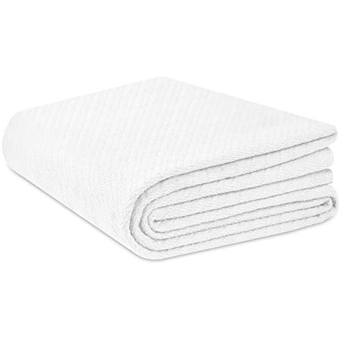 Book Cover COTTON CRAFT - Super Soft Premium Cotton Herringbone Twill Thermal Blanket - Full/Queen White