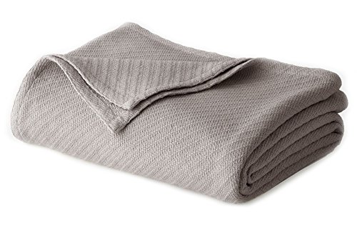 Book Cover Cotton Craft - 100% Soft Premium Cotton Thermal Blanket - King Grey - Snuggle in these Super Soft Cozy Cotton Blankets - Perfect for Layering any Bed - Provides Comfort and Warmth for years