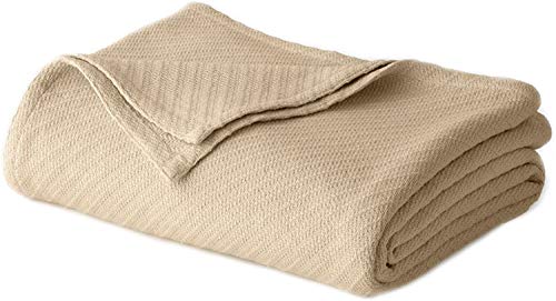 COTTON CRAFT - 100% Super Soft Premium Cotton Herringbone Twill Thermal Blanket - King Beige