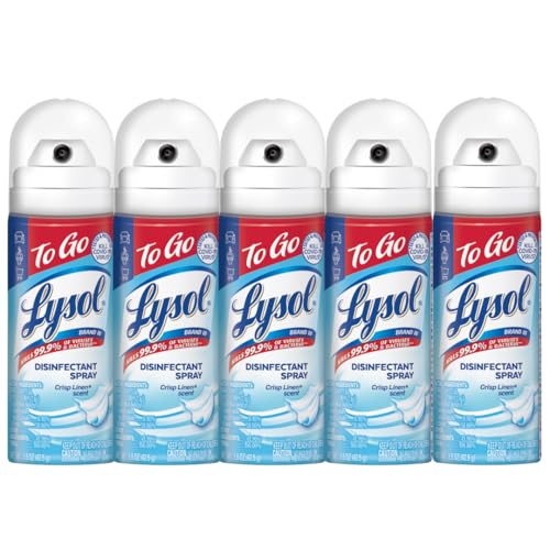Lysol Disinfectant Spray to Go, Crisp Linen, 1 Ounce (Pack of 5)