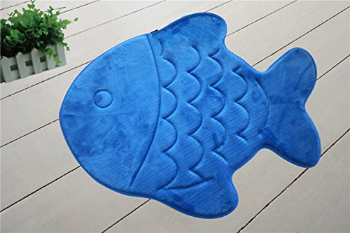 Book Cover Memory Foam Bath Mat-Incredibly Soft and Absorbent Rug, Cozy Velvet Non-Slip Mats Use for Kitchen or Bathroom (22 Inch x 27 Inch, Blue Fish)