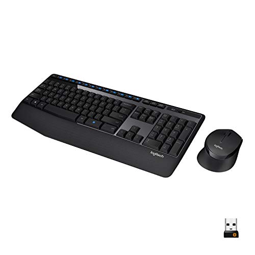 Book Cover Logitech MK345 Wireless Combo Full-Sized Keyboard with Palm Rest and Comfortable Right-Handed Mouse - Black