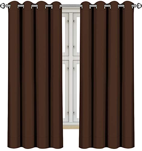 Book Cover Utopia Bedding 2 Panels Grommet Blackout Curtains Thermal Insulated for Bedroom, W52 x L63 Inches, Chocolate