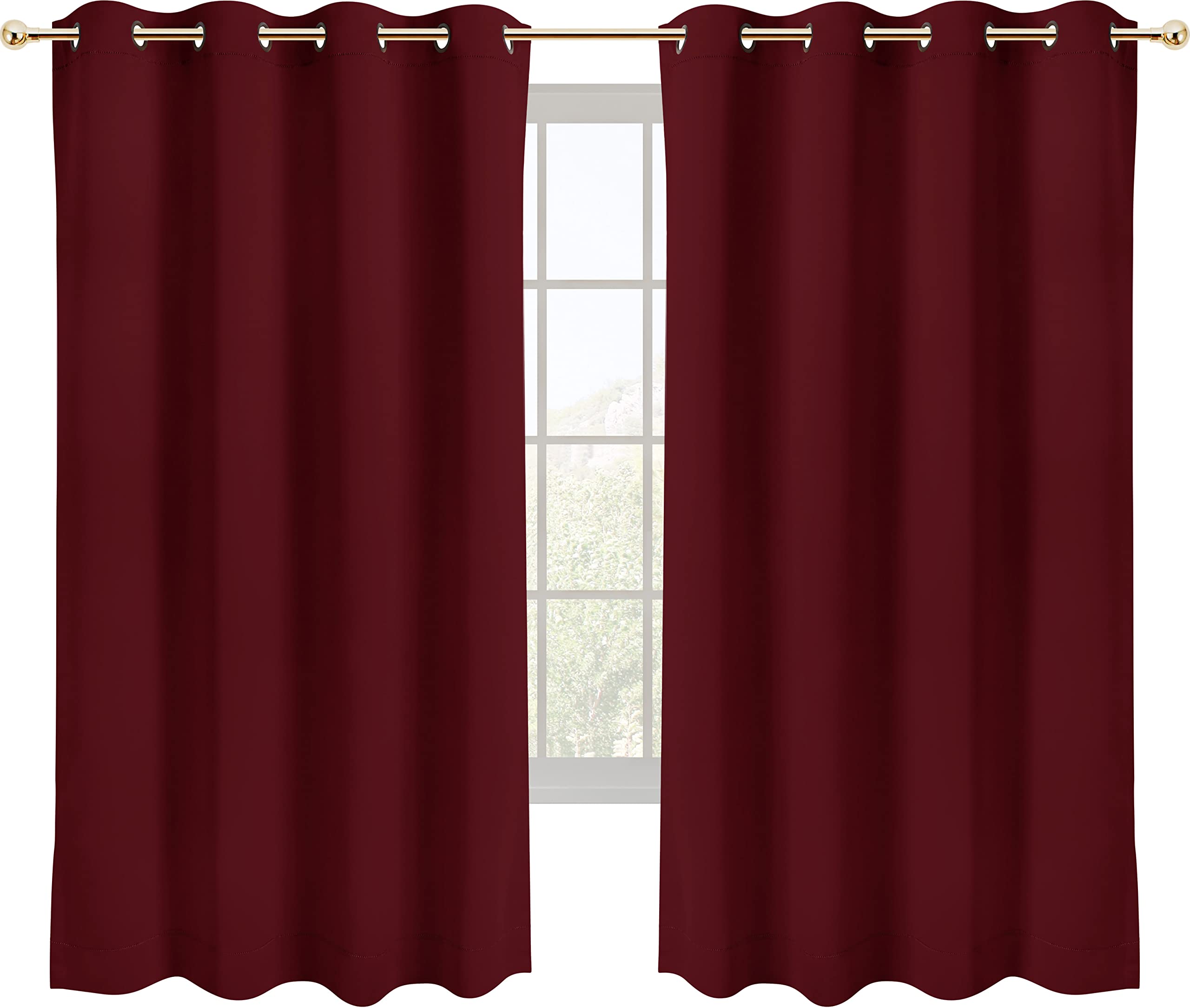 Book Cover Utopia Bedding Blackout Curtains for Bedroom, Grommet Window Curtains 63 Inch Length 2 Panels, Thermal Insulated Drapes for Living Room (Burgundy, 52W x 63L Inches) Burgundy 52W x 63L Inches