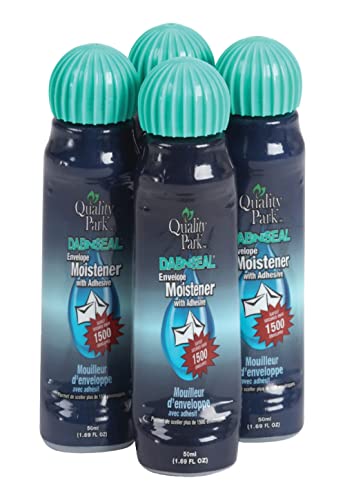 Quality Park Dab-N-Seal Envelope Moistener with Adhesive, 50mL Bottles, 4 Pack (QUA46071)