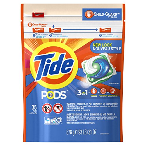 Book Cover Tide PODS Laundry Detergent Liquid Pacs, Original Scent, HE Compatible, 35 Count (Packaging May Vary)