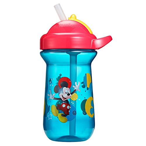 Book Cover The First Years Flip-Top Straw Cup for Toddlers, Disney Mickey Mouse, 10 Ounce