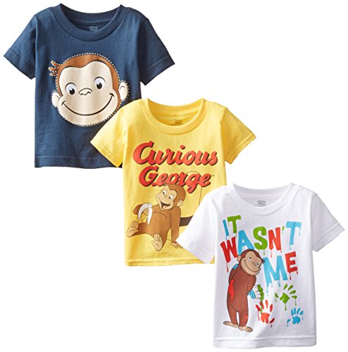 Book Cover Curious George Little Boys' Toddler Boys T-Shirt 3-Pack, Assorted 2, 2T