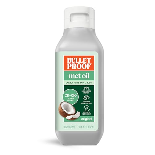 Bulletproof MCT Oil Made with C10 and C8 Oil, 16 Ounces, Keto Supplement for Sustained Energy, Brain and Body Fuel, Add to Coffee and Smoothies
