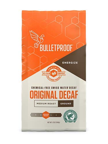 Bulletproof The Original Ground Decaf Coffee, Medium Roast, 12 Oz, Keto Friendly, Certified Clean Coffee, Rainforest Alliance, Ground