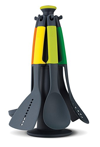 Joseph Joseph Elevate Carousel Nylon Kitchen Utensil Set with Rotating Storage Stand, 6-Piece, Multicolored