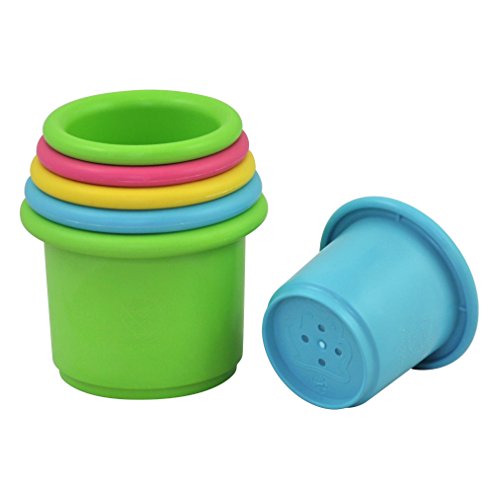 Book Cover green sprouts Sprout Ware Stacking Cups made from Plants (6 cups) | Encourages whole learning the healthy & natural way | Fun for bath, pool, water, & sand play, Holes for sifting & sprinkling