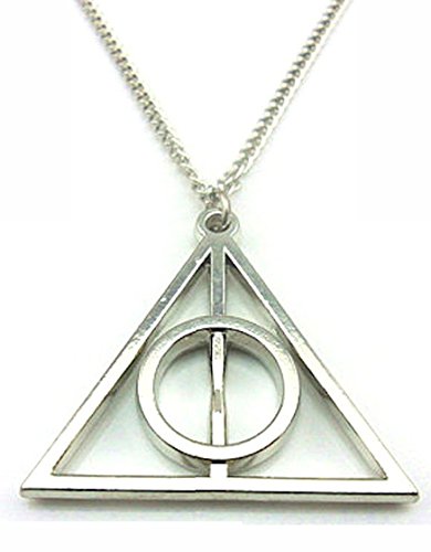 HARRY POTTER Deathly Hallows Silver Color Pendant Chain Necklace Inspired