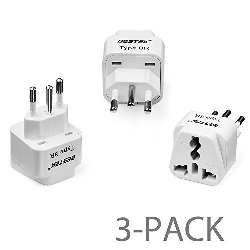 BESTEK Brazil, South Africa Travel Plug Adapter, Grounded Universal Type N Plug Adapter BR to US Adapter - Ultra Compact for Brazil, South Africa and More, 3 Pack