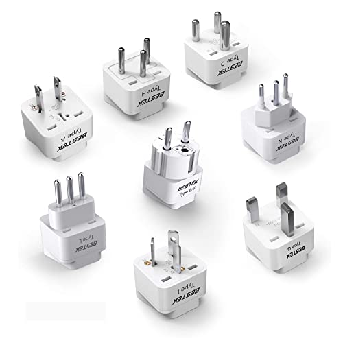 Book Cover BESTEK Worldwide Travel Plug Adapter Set, Grounded Universal Power Plug Adapter for USA to US, EU, AU, UK, GE, HK and More- 8 Packs