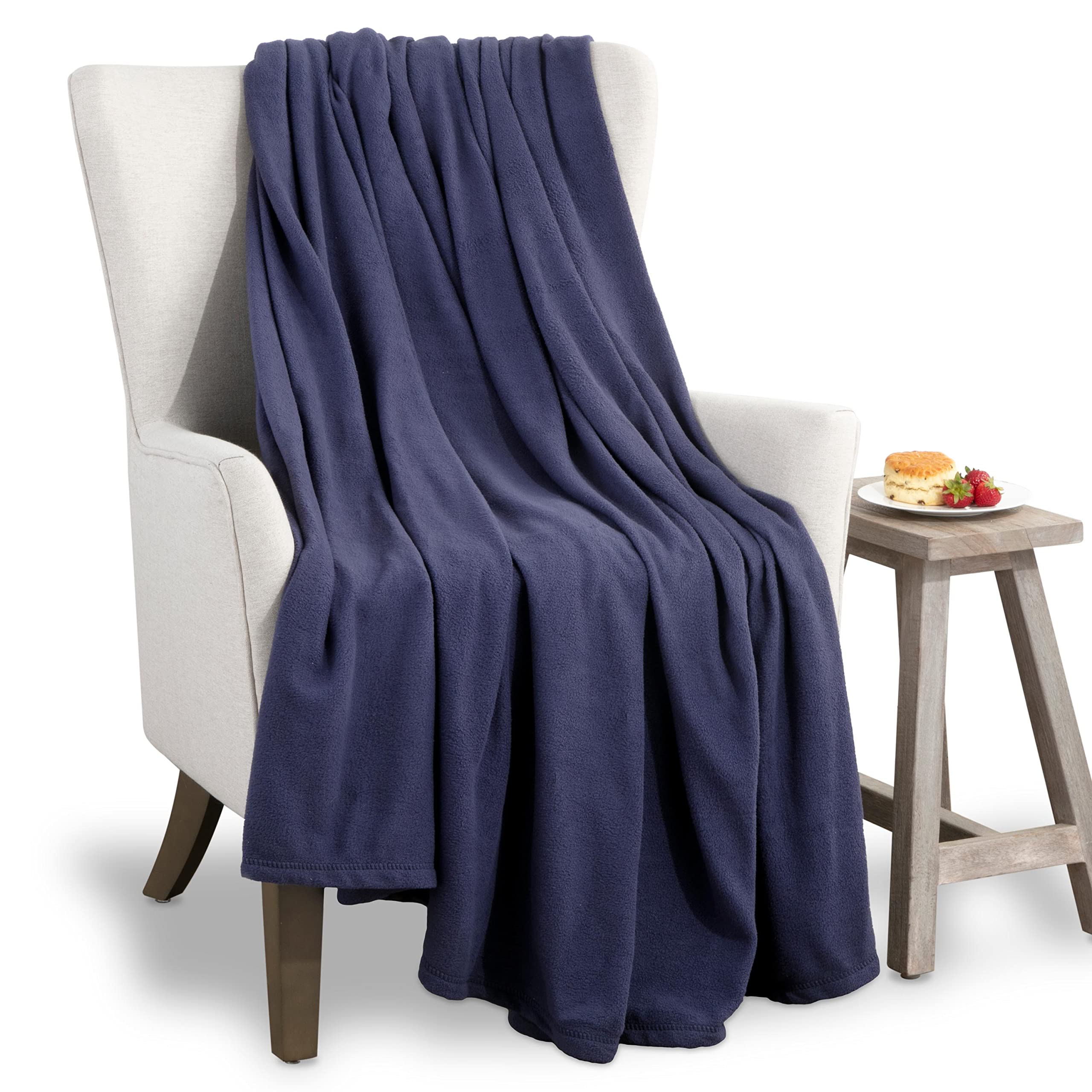 Martex Fleece Blanket Twin Size - Fleece Bed Blanket - All Season Warm Lightweight Super Soft Anti Static Throw Blanket - Navy Blanket - Hotel Quality- Blanket For Couch (66x90 Inches, Navy) Navy Twin