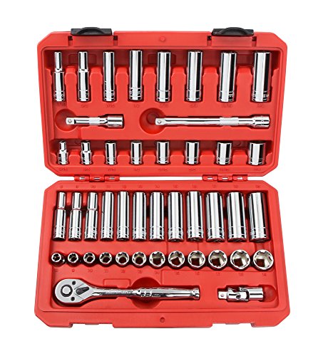 TEKTON 3/8-Inch Drive Socket Set, Inch/Metric, 6-Point, 5/16-Inch - 3/4-Inch, 8 mm - 19 mm, 45-Piece | 13101