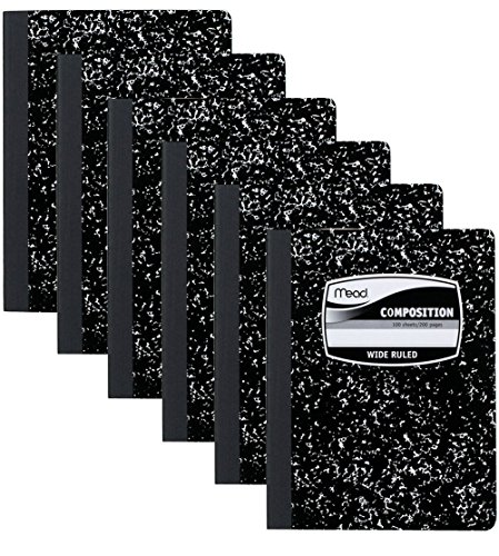 Book Cover Mead Composition Notebook, Wide Ruled, 100 Sheets, 6 Pack (09910), Black/White