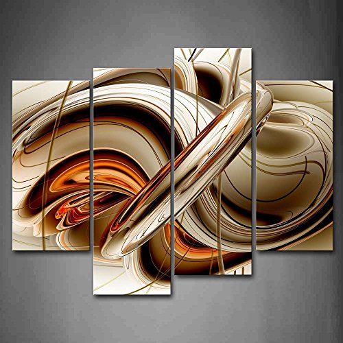 Book Cover First Wall Art - Abstract Orange Brown White Lines Wall Art Painting The Picture Print On Canvas Abstract Pictures for Home Decor Decoration Gift