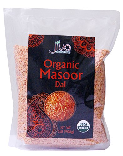 Book Cover Jiva Usda Organic Masoor Dal (Split Red Lentils) 2 Lb - Updated Packaging