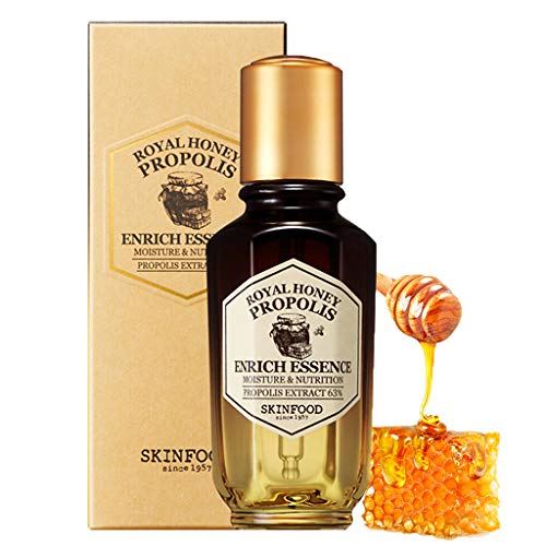 SKINFOOD Royal Honey Propolis Enrich Essence - 63% Black Bee Propolis & 10% Royal Jelly Extract Face Serum - Propolis Serum for Skin - Royal Essence Face Toner - 1.69 Fl. Oz. (50mL)