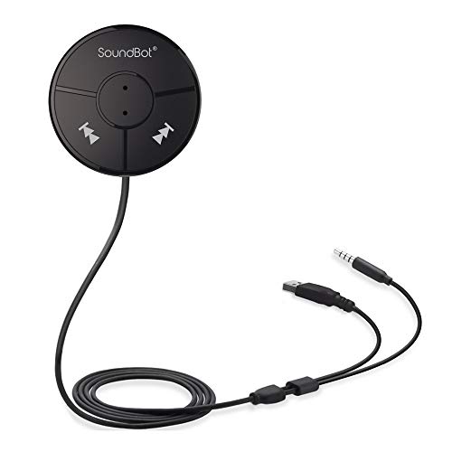 SoundBot SB360 Bluetooth 4.0 Car Kit Hands-Free Wireless Talking & Music Streaming Dongle w/ 10W Dual Port 2.1A USB Charger + Magnetic Mounts + Built-in 3.5mm Aux Cable â€¦