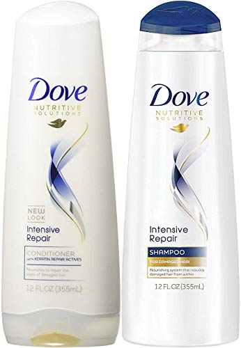 (Duo Set) Dove Damage Therapy Intensive Repair, Shampoo & Conditioner, 12 Oz. bottles