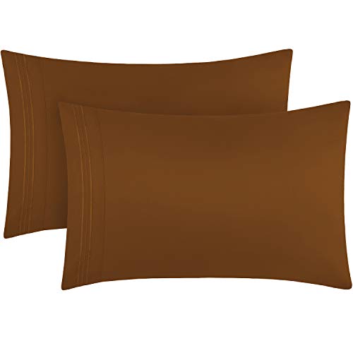 Book Cover Mellanni King Size Pillow Cases 2 Pack - Pillow Covers - Pillow Protector - Hotel Luxury 1800 Bedding Sheets & Cooling Pillowcases - Wrinkle, Fade, Stain Resistant (Set of 2 King Size, Mocha)