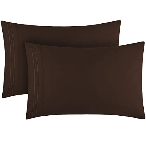 Book Cover Mellanni King Size Pillow Cases 2 Pack - Pillow Covers - Pillow Protector - Luxury 1800 Bedding Sheets & Pillowcases - Envelope Closure - Wrinkle, Fade, Stain Resistant (Set of 2 King Size, Brown)