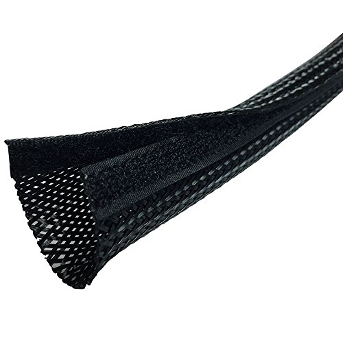 Electriduct 2" Side Entry Cable Wrap Braided Sleeving with Hook & Loop Fastener - Length: 10 Feet