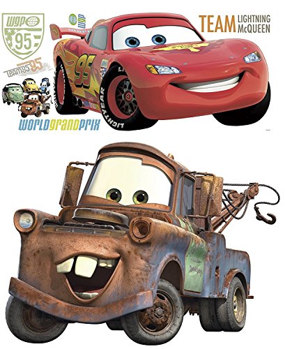 Book Cover Disney Pixar Cars 2 Lightning McQueen & Mater Peel and Stick Giant Wall Decal Bundle
