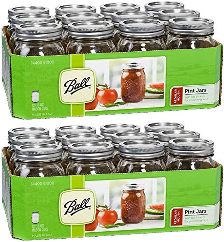 Ball Regular Mouth Pint 16-oz Mason Jar with Lids and Bands (Pack of 24)