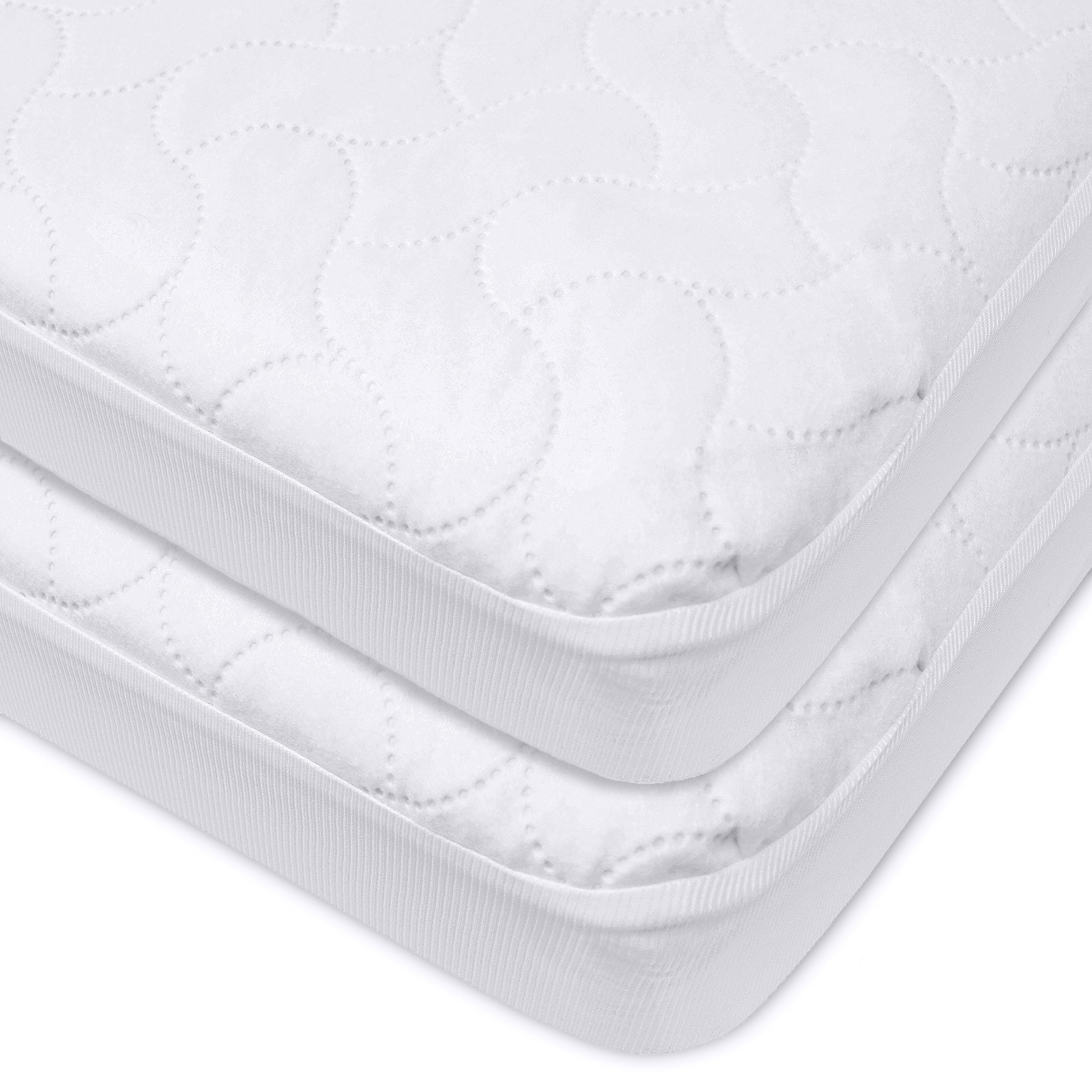 Book Cover American Baby Company Waterproof Fitted Quilted Crib and Toddler Protective Pad Cover, White (2 Count) Crib 2 Pack