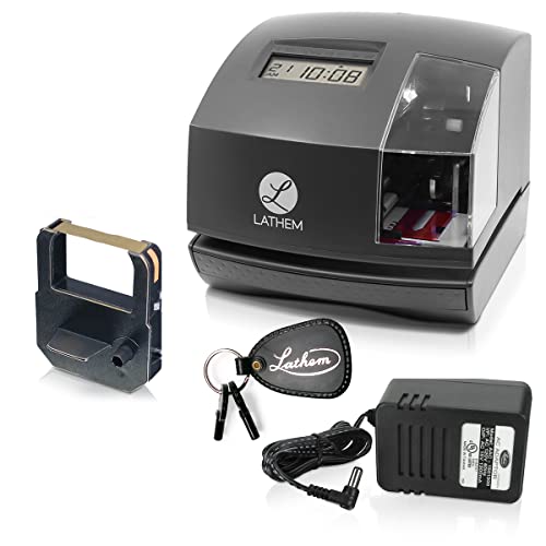 Lathem Tru-Align Time Clock and Stamp, 5.7" x 6.3" x 7.2" (1600E)