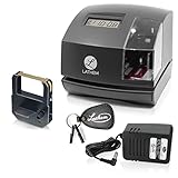 Lathem 1600e Time Clock Punch Machine & Document Stamp, Time Keeping System with Tru-Align Cards (5.7 X 6.3 X 7.2 Charcoal Gray)