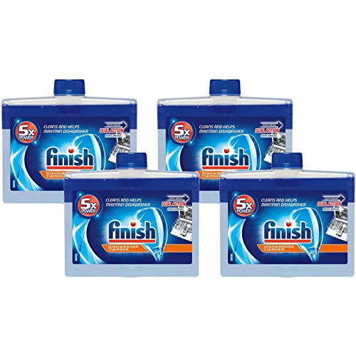 Book Cover Finish Dishwasher Machine Cleaner, 8.45 fl oz Bottle, Dual Action to Fight Grease & Limescale (Pack of 4)
