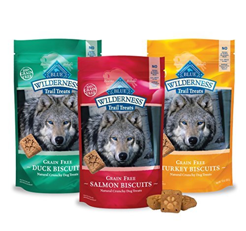 Blue Buffalo Wilderness Dog Trail Treat Biscuits Variety Pack - Grain Free - 3 Flavors (Duck, Turkey, Salmon) - 10 oz (3 Total Bags)
