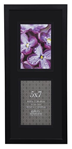 Gallery Solutions 14FW1341 Double Picture Frame, 5 inches x 7 inches, Black