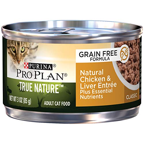 Purina Pro Plan Wet Cat Food, True Nature, Grain Free Chicken & Liver Entre, 3-Ounce Can, Pack Of 24