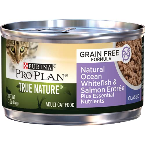 Purina Pro Plan Grain Free Wet Cat Food Pate, Ocean Whitefish and Salmon Entree - (24) 3 oz. Pull-Top Cans
