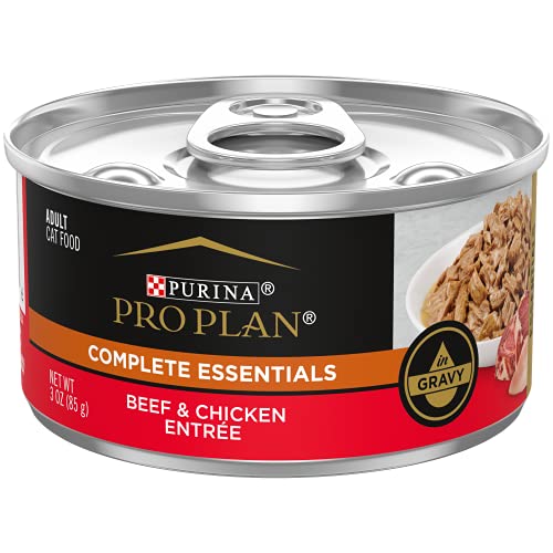 Book Cover Purina Pro Plan High Protein Cat Food Wet Gravy, Beef and Chicken Entree - (24) 3 oz. Pull-Top Cans
