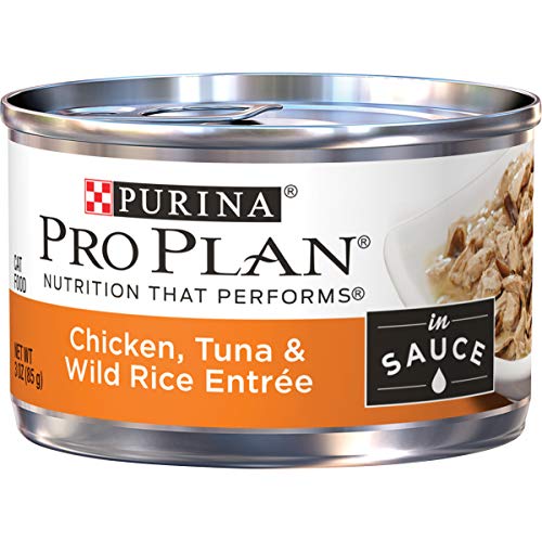 Book Cover Purina Pro Plan Wet Cat Food, Chicken, Tuna & Wild Rice Entree in Sauce - (24) 3 oz. Pull-Top Cans