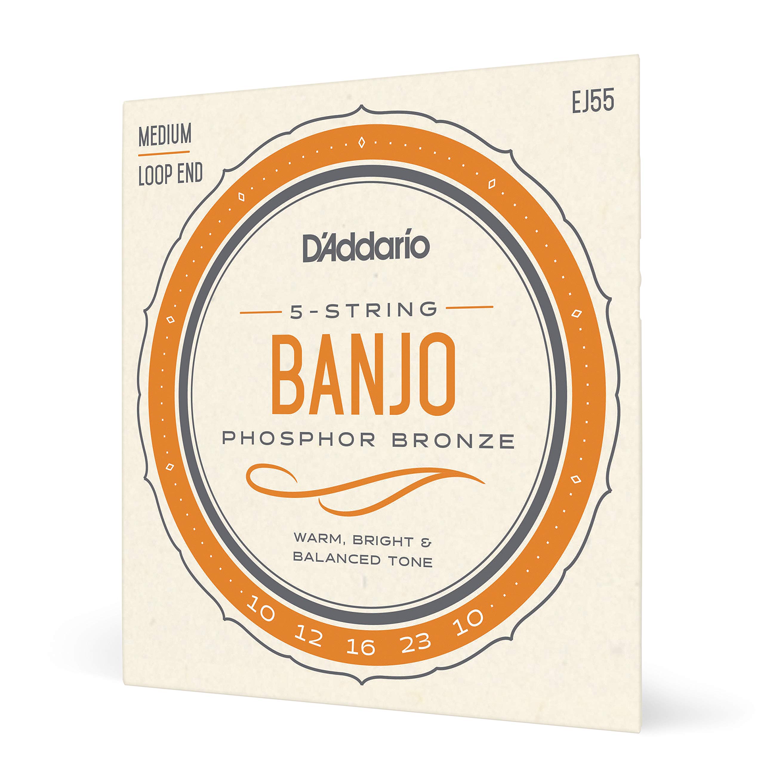 Book Cover D'Addario EJ55 Banjo Strings 5 String Set - Banjo Strings Set - Phosphor Bronze, Medium, 10-23 Tenor Banjo, 9-30 Nickel