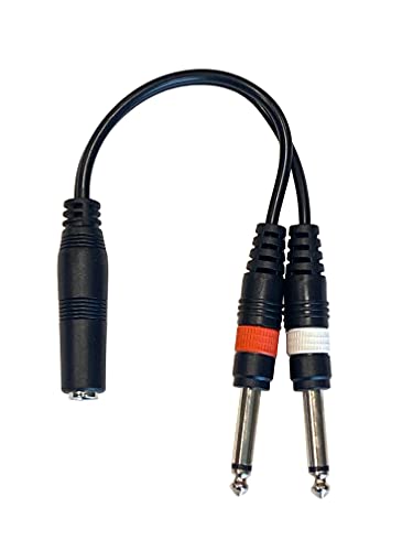 9 Inch Long 1/4 Inch Stereo TRS Female to 2 X 1/4 Inch Male Mono Y Splitter Cable