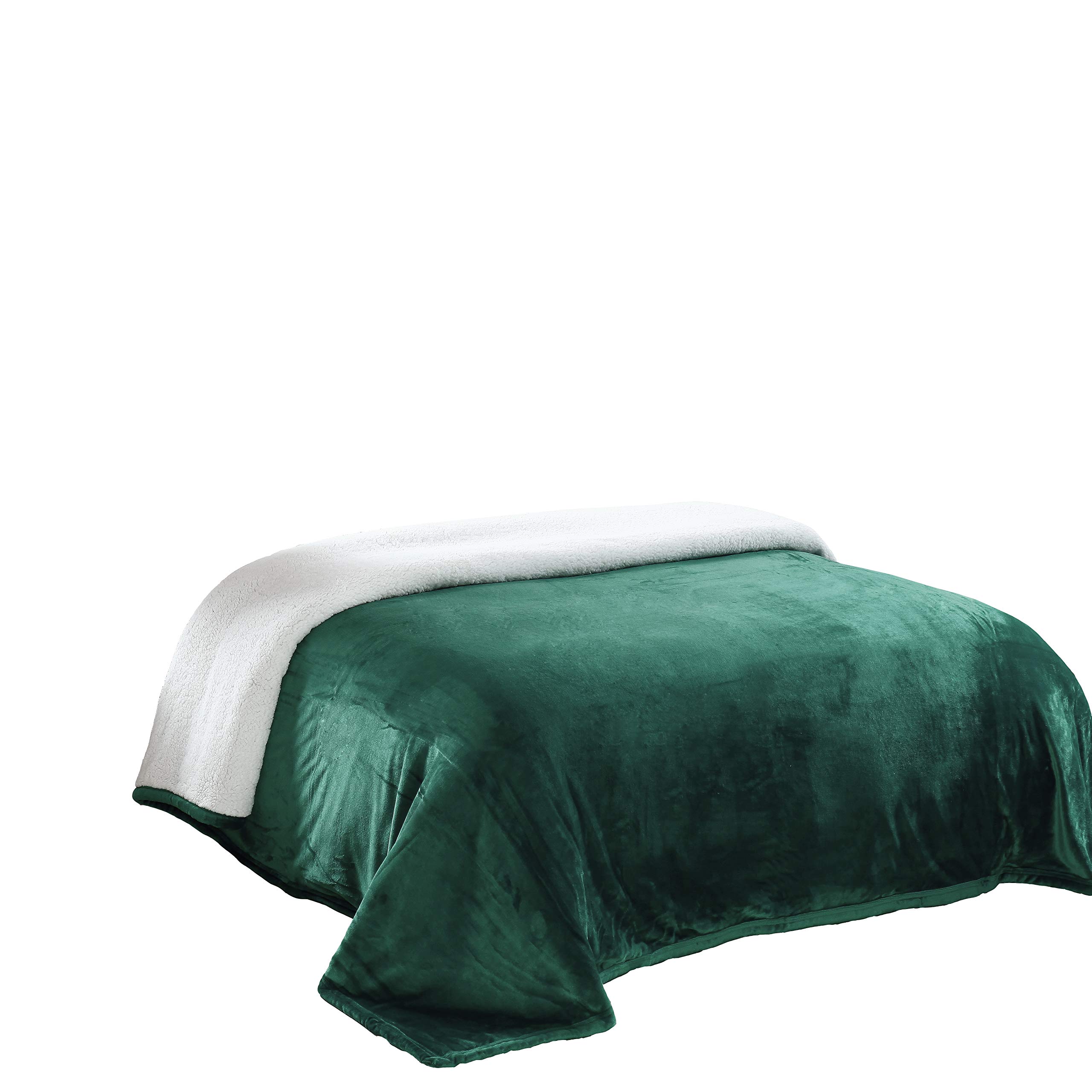 Book Cover Chezmoi Collection Micromink Sherpa Reversible Throw Blanket (King, Hunter Green)