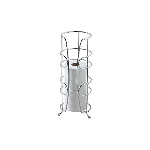iDesign Neo Metal Free Standing Toilet Paper Tissue Holder, Roll Reserve Canister for Kids', Guest, Master, Office Bathroom, 7" x 17", Chrome,4963
