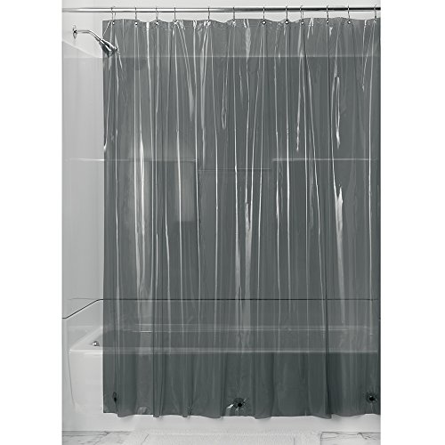 iDesign Vinyl 4.8 Gauge Shower Curtain Liner - Long 72" x 84", Smoke Gray